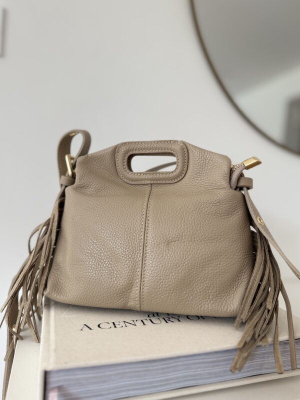 sac Franges grainé Beige – Image 3