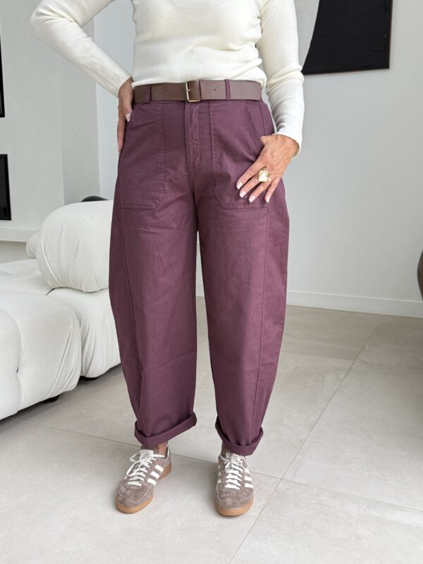 Pantalon barrel AUBERGINE